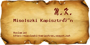 Misolszki Kapisztrán névjegykártya